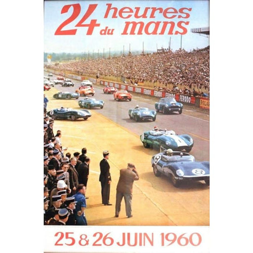 Vintage 1960 Le Mans Motor Racing Poster Print A3/A4 - 