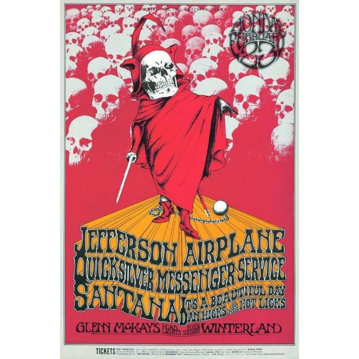 Vintage 1960’s Jefferson Airplane Concert Poster Print A3/A4