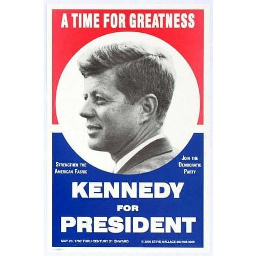 Vintage 1960’s JFK Kennedy Presidential Election Poster A3 