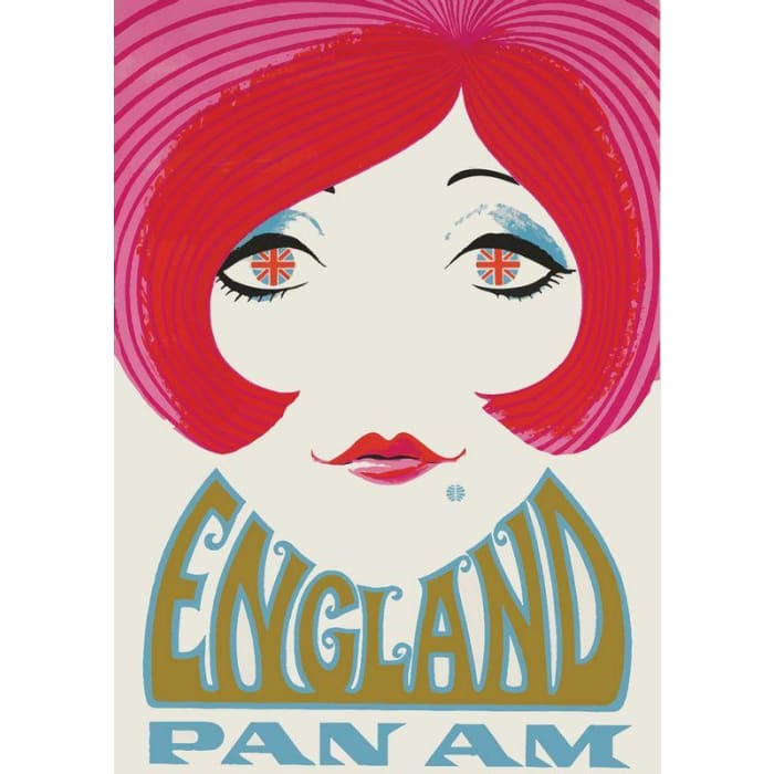 Vintage 1960’s Pan Am Flights To England Airline Poster 