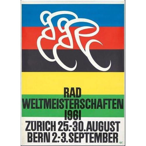 Vintage 1961 World Cycling Championships Zurich Bern Poster 