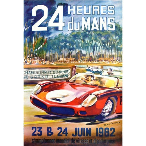 Vintage 1962 Le Mans Motor Racing Poster Print A3/A4 - 