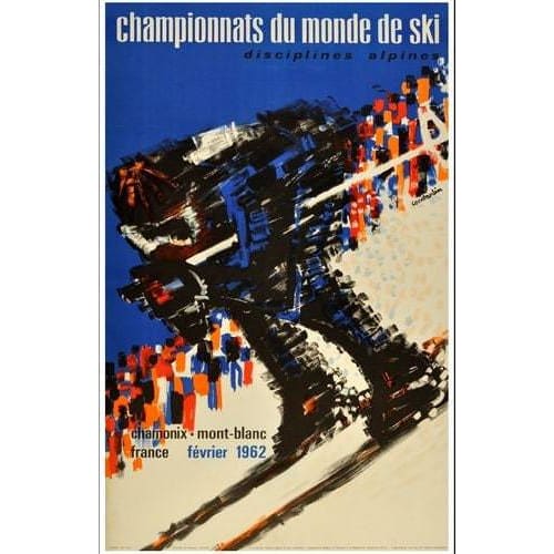 Vintage 1962 World Skiing Championships Chamonix Poster A3 