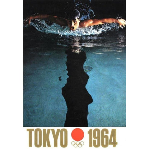 Vintage 1964 Tokyo Olympics Swimming Poster Print A3/A4 - 