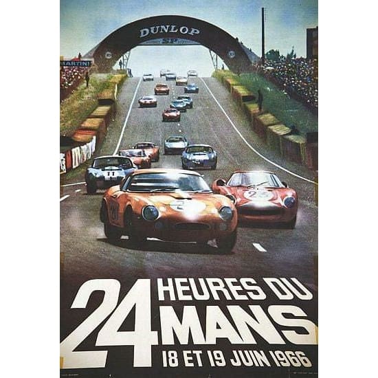 Vintage 1966 Le Mans 24 Hour Race Motor Racing Poster A3 