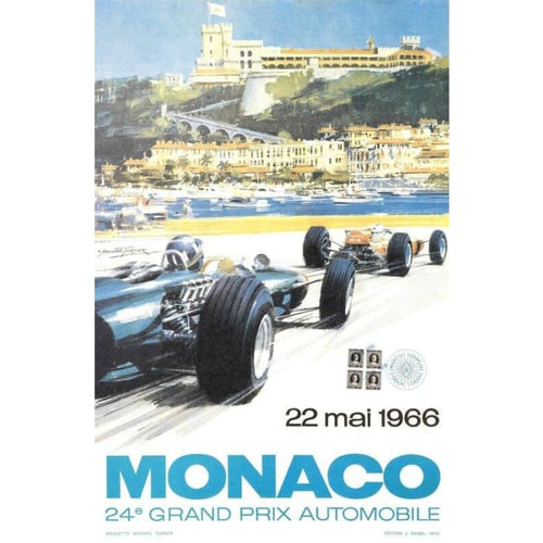 Vintage 1966 Monaco Grand Prix Motor Racing Poster Print 