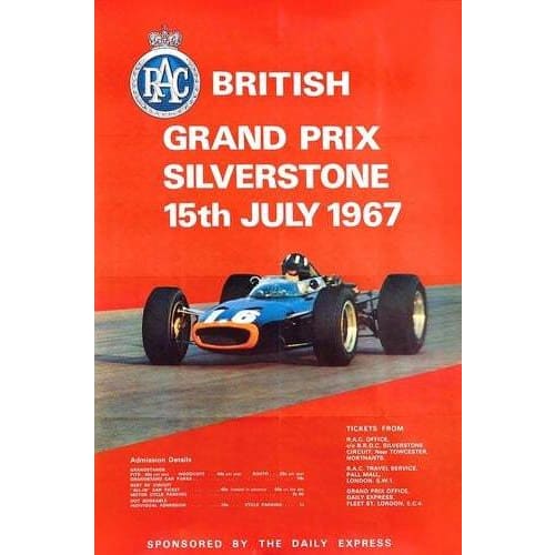 Vintage 1967 British Grand Prix Silverstone Motor Racing 