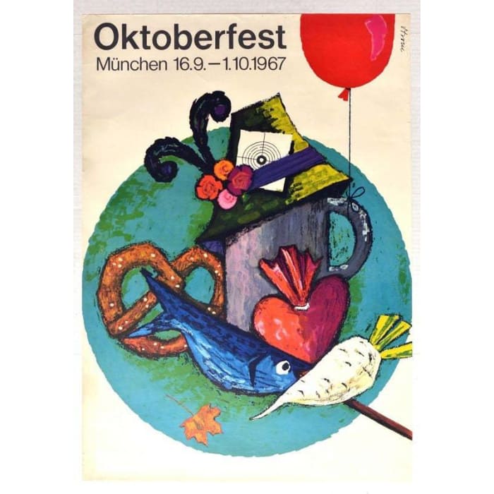 Vintage 1967 Oktoberfest Munich Tourism Poster Print A3/A4 -