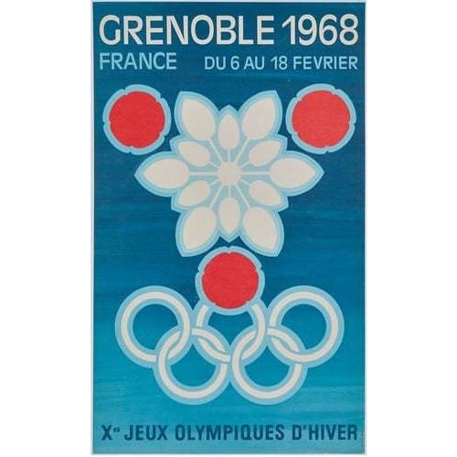 Vintage 1968 Grenoble Winter Olympics Poster A3 Print - A3 -