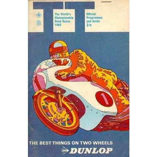 Vintage 1969 Isle of Man TT Motorcycle Racing Poster A3 