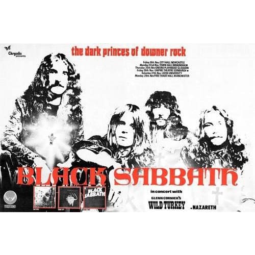 Vintage 1970’s Black Sabbath Concert Poster A3 Print - A3 - 