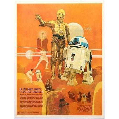 Vintage 1970’s Star Wars R2-D2 C-3PO Movie Poster A3/A2/A1 