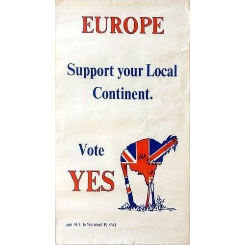 Vintage 1970’s Vote Yes British EU Referendum Political 