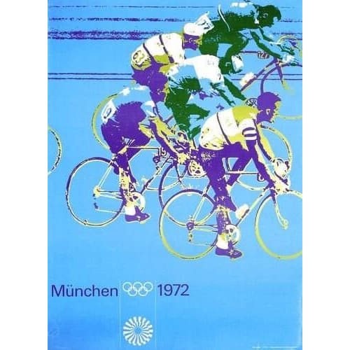 Vintage 1972 Munich Olympic Games Cycling Poster A3/A4 Print