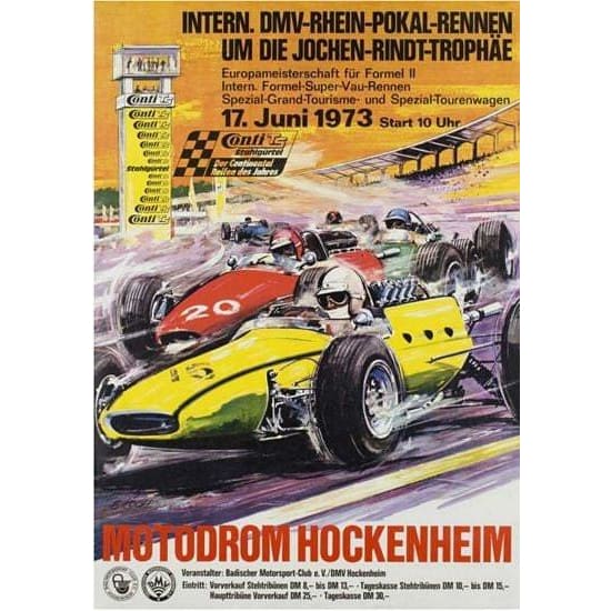 Vintage 1973 Hockenheim Motor Racing Poster A3 Print - A3 - 
