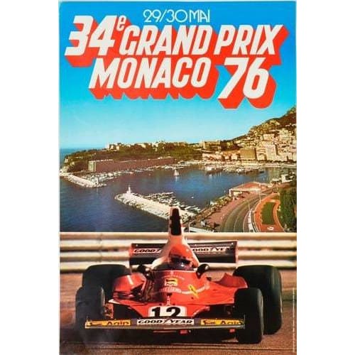 Vintage 1976 Monaco Grand Prix Poster A3 Print - A3 - 