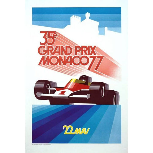 Vintage 1977 Monaco Grand Prix Motor Racing Poster Print 