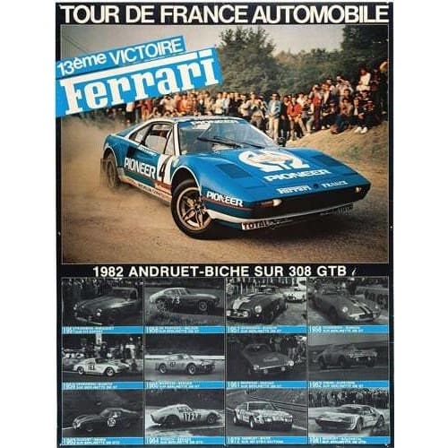 Vintage 1982 Ferrari French Rally Motor Racing Poster A3/A4 