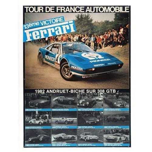 Vintage 1982 Ferrari Rally Car Motor Racing Poster A3/A4 