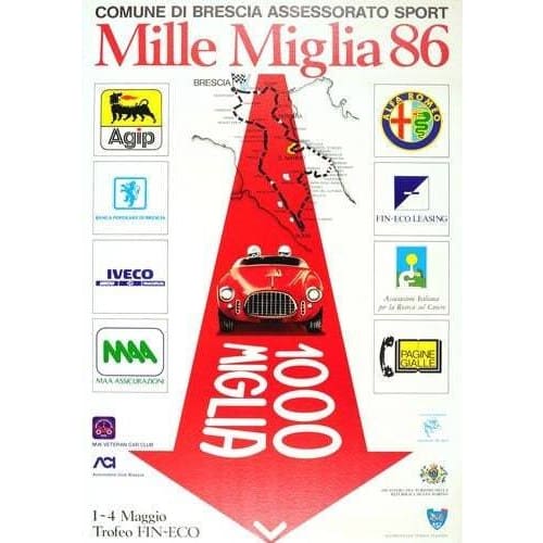 Vintage 1986 Mille Miglia Motor Racing Advertisement Poster 