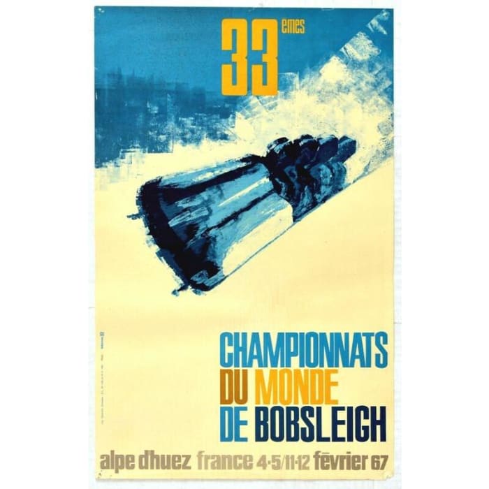 Vintage 1987 World Bobsleigh Champinships Poster Print A3/A4