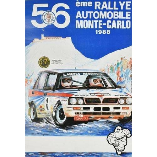 Vintage 1988 Monte Carlo Rally Motor Racing Poster A3 Print 