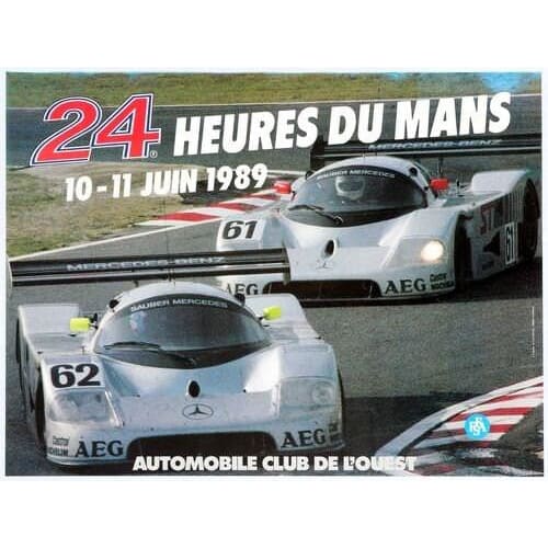 Vintage 1989 Le Mans Motor Racing Poster A3 Print - A3 - 