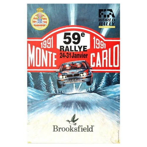 Vintage 1991 Monte Carlo Rally Motor Racing Poster Print 