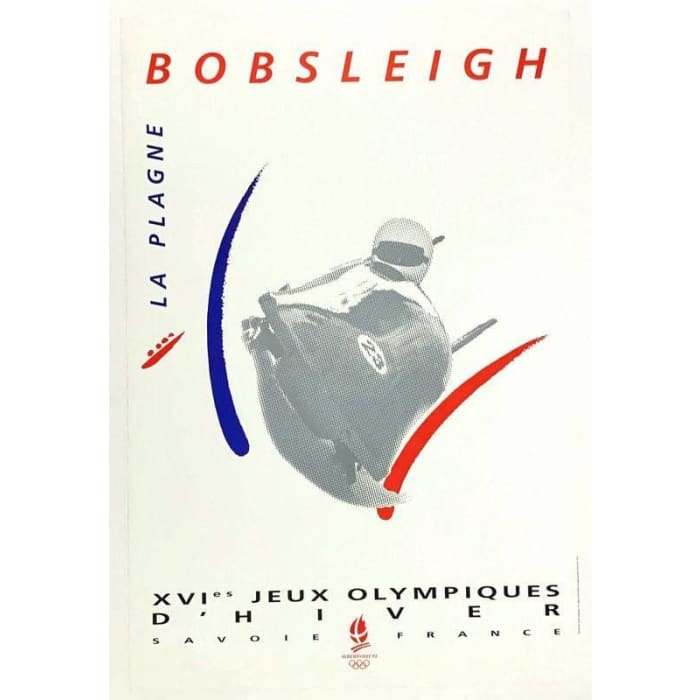 Vintage 1992 Winter Olympics Bobsleigh Poster Print A3/A4 - 