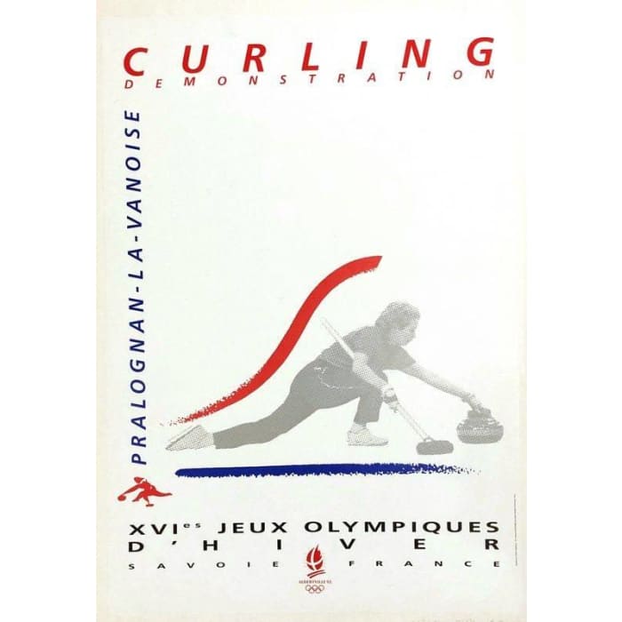 Vintage 1992 Winter Olympics Curling Poster Print A3/A4 - 