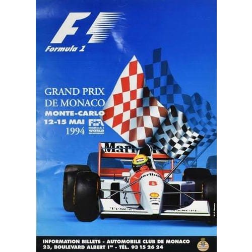 Vintage 1994 Monaco Grand Prix Poster A3 Print - A3 - 