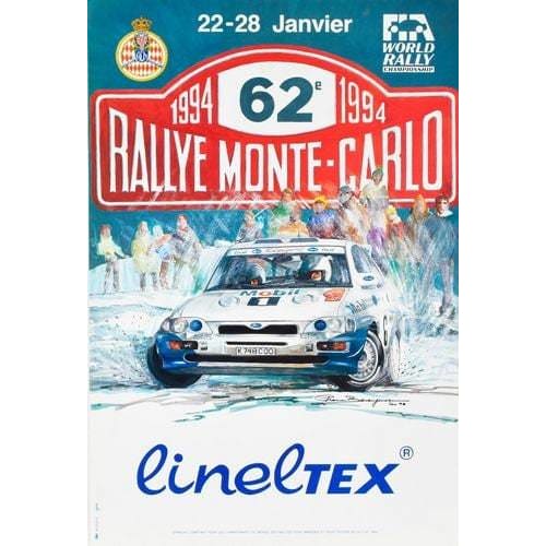 Vintage 1994 Monte Carlo Rally Motor Racing Poster A3 Print 