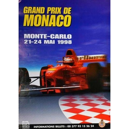 Vintage 1998 Monaco Grand Prix Poster A3 Print - A3 - 