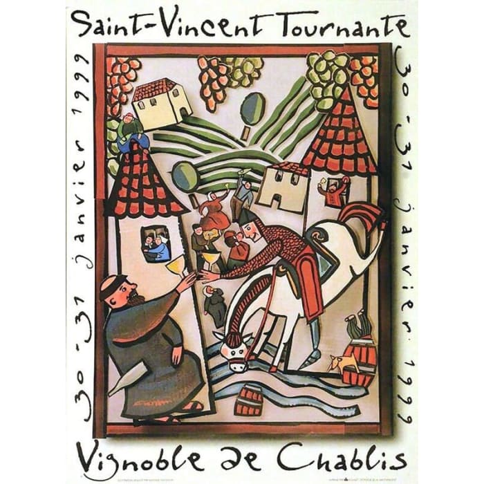 Vintage 1999 Chablis Wine Festival Tourism Poster 2 Print 