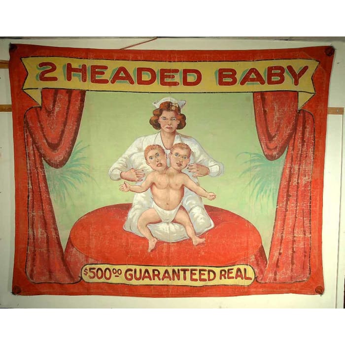 Vintage 2 Headed Baby Circus Freak Show Poster A3 Print - A3