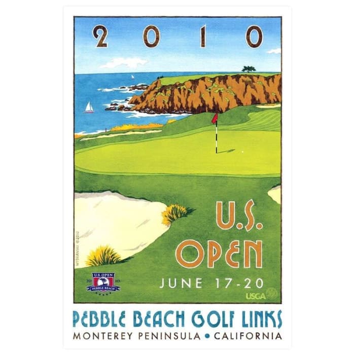 Vintage 2010 Pebble Beach US Open Golf Poster Print A3/A4 - 