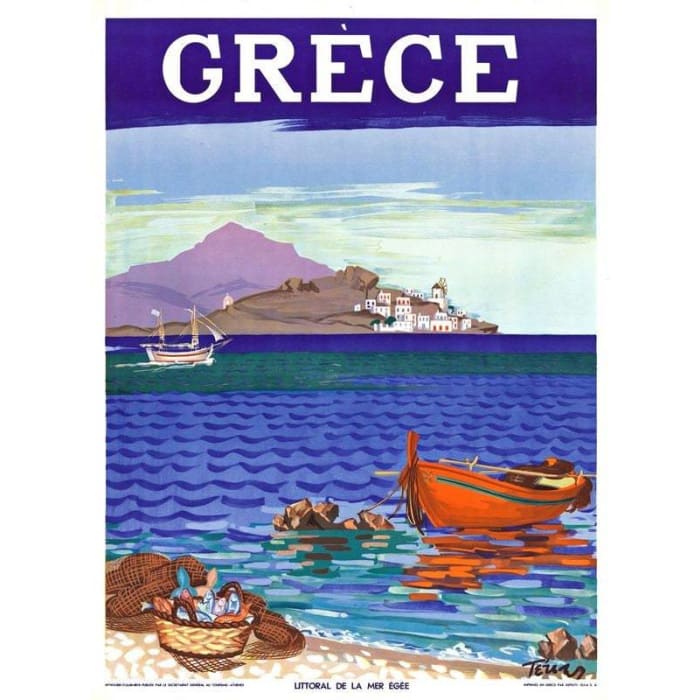 Vintage Aegean Islands Greece Tourism Poster Print A3/A4 - 