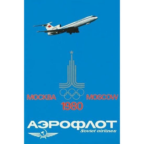 Vintage Aeroflot 1980 Moscow Olympics Poster A3 Print - A3 -