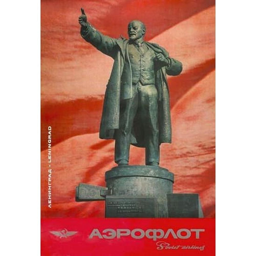 Vintage Aeroflot Lenin Flights to USSR Airline Poster A3 