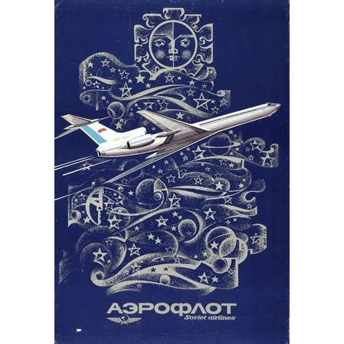 Vintage Aeroflot Russian Airline Poster A3 Print - A3 - 