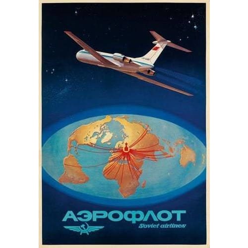 Vintage Aeroflot Soviet Worldwide Airline Poster A3 Print - 