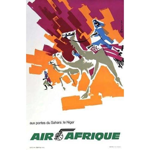 Vintage Air Afrique Flights to Niger Airline Poster A3/A4 