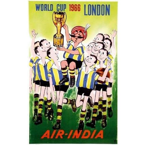 Vintage Air India England World Cup 1966 Airline Poster 