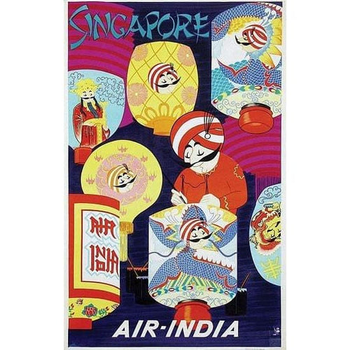 Vintage Air India Flights To Singapore Poster A3 Print - A3 