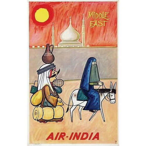 Vintage Air India Flights To The Middle East Poster A3 Print