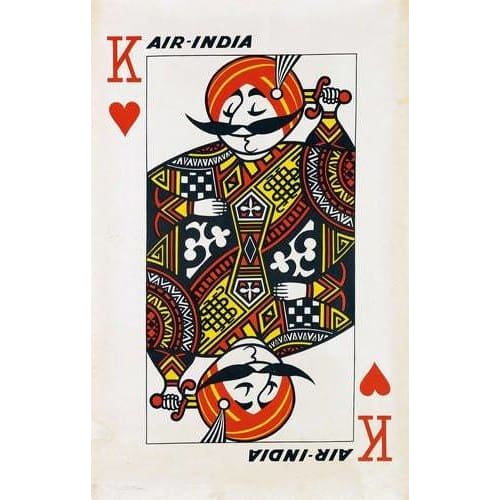 Vintage Air India King of Hearts Airline Poster A3/A4 Print 