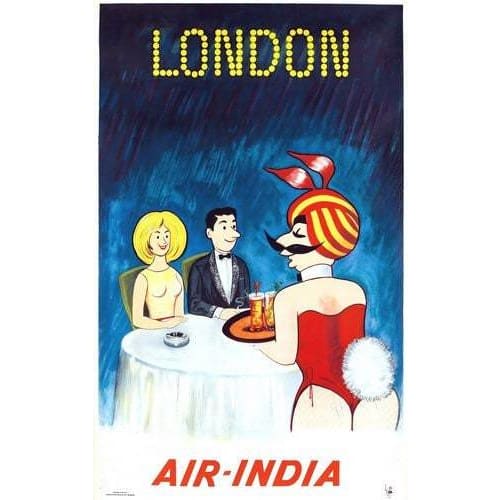 Vintage Air India London Restaurant Airline Poster A3/A4 