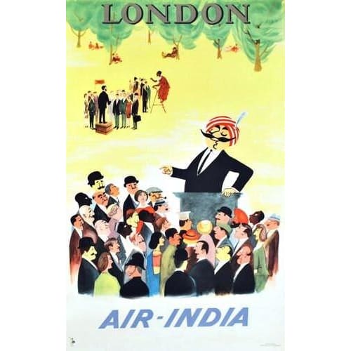Vintage Air India London Speakers Corner Airline Poster 