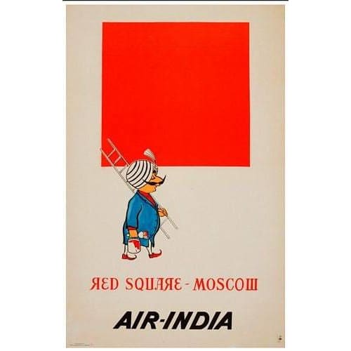 Vintage Air India Moscow Airline Poster A3 Print - A3 - 