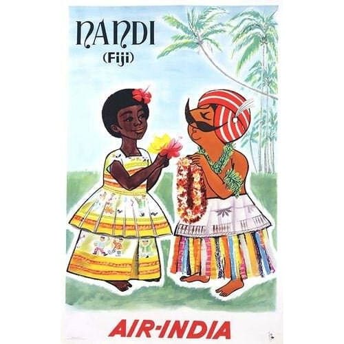 Vintage Air India Nandi Fiji Airline Poster A3/A4 Print - 